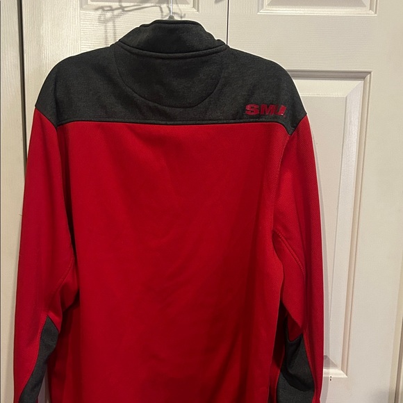 SMU Red and Black Men's Quarter-Zip Sweatshirt - Picture 7 of 7